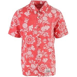 Vans Off The Wall Men's Duke Aloha Hawaiian Floral Button Shirt in Red/White